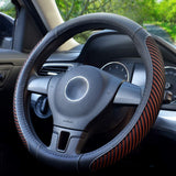 Steering Wheel Cover Microfiber Leather and Viscose, Breathable, Anti-Slip, Odorless, Warm in Winter and Cool in Summer, Universal 15 Inches(Black)
