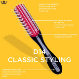 Classic Styling Brush 5 Row D14 – Hair Brush for Separating, Shaping & Defining Curls - Blow-Drying, Styling & Detangling Brush – Black