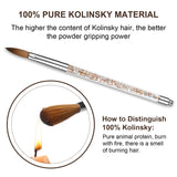Nail Brush for Acrylic Powder, iBealous 100% Kolinsky Sable Nail Art Professional Drawing Application With Liquid Glitter Handle (Size 8)
