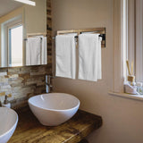 2PCS Rustic Towel Rack, Wall Mounted Wood Hanging Bathroom Towel Holder and Organizer for Kitchen Storage Organizer Rack, Bathroom Towels, Robes, Clothing (Brown)