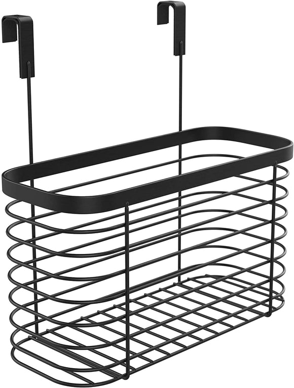 Lilipmact Metal Over the Cabinet Kitchen Storage Organizer Basket for Kitchen Pantry, Cleaning Supplies (Black)