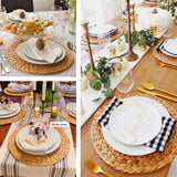 Ana Home 13.4" Table Placemats Set Of 6 - Braided Rattan Placemats- Round Table Placemats - Farmhouse Table Mats Set For Dining Table