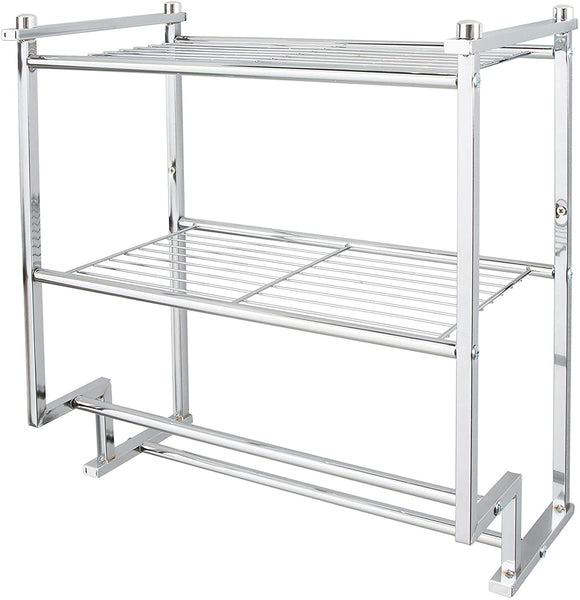 Organize It All Chrome 2 Tier Wall Mounting Bathroom Rack with Towel Bars