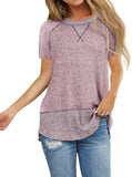 Womens Summer Tops, Short Sleeve T Shirts Casual Crew Neck Color Block Tee Blouses