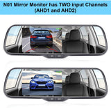 Rohent N01 AHD 1080P Backup Camera with 5" Mirror Monitor 2021 New Chips Two Video Channels Driving Hitch Rear/Front View ONE-Wire Installation with Grid Lines DIY Setting for Cars,SUVs,Trucks