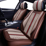 OASIS AUTO Leather Car Seat Covers, Faux Leatherette Automotive Vehicle Cushion Cover for Cars SUV Pick-up Truck Universal Fit Set for Auto Interior Accessories (OS-007 Front Pair, Brown)