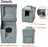 50 Amp Power Outlet Box Nema 14 50R Receptecle 125/250 Volt Waterproof Lockable Outlet Electric Box, RV Accessoriesfor RV Camper Travel Trailer Electric Car, ETL Listed.