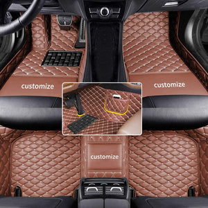 Muchkey car Floor Mats fit for 95% Custom Style Luxury Leather All Weather Protection Floor Liners Full car Floor Mats Black-Red