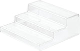iDesign Linus Linus Plastic 3-Tier Spice Rack, Stadium Organizer Rack for Kitchen Pantry, Cabinet, Countertops, Bathroom, Desk, Clear