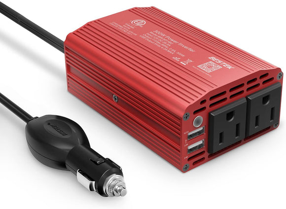 300W Power Inverter DC 12V to 110V AC Car Inverter with 4.2A Dual USB Car Adapter