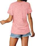 Womens V Neck T Shirts Short Sleeve Summer Tops with Pocket