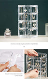 Cq acrylic 360 Rotating Earrings Holder and Jewelry Display Rack,4 Tiers Jewelry Rack Display Classic Stand,156 Holes For Dangle Earrings Organizer and 160 Grooves for Necklaces Display,Clear Pack of 1