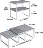AIYAKA 2-Pack Kitchen Cabinet and Counter Shelf Organizer Expandable Stackable Shelves,Silver