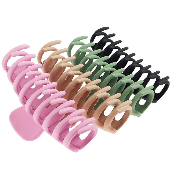Big Hair Claw Clips 4 Inch Nonslip Large Claw Clip for Women and Girls Thin Hair, Strong Hold Hair Clips for Thick Hair, 4 Color Available (4 Packs)