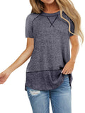 Womens Summer Tops, Short Sleeve T Shirts Casual Crew Neck Color Block Tee Blouses