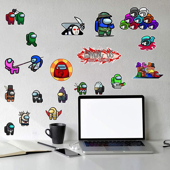 Among Us Large Wall Sticker 20Pcs/Sheet for 13x38inch,Decals for Room Decor for Bedroom,Computer Desk Wall Waterproof Hot Game Stickers for Laptop,Water Bottles,Hydro Flasks, Kids DIY Removable PVC Wall Stickers
