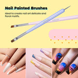 Nail Art Brushes Set, Gel Polish Nail Art Design Pen Painting Tools with Nail Extension Gel Brush, Builder Gel Brush, Nail Art Liner Brush and Nail Dotting Pen for Salon at Home DIY Manicure
