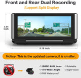 FHD 1080p Backup Camera kit with Dual Recording High-Speed Observation for Car Truck RV Trailer Bus Vans Campers,and 7 inch on Dash Full Touch Screen Front and Rear View 49.2ft Long Wired
