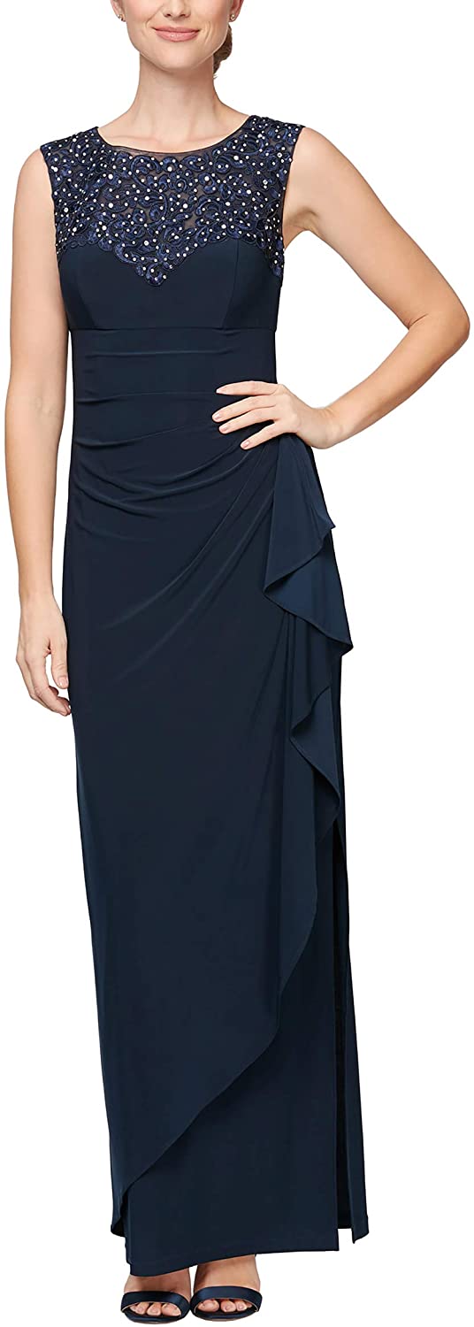 Women's Long Column Dress with Sweetheart Neck (Petite and Regular)