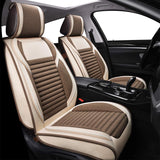 Fabric Wool Like Cloth Car Seat Covers, Linen Automotive Vehicle Cushion Cover for Cars SUV Pick-up Truck Universal Fit Set for Auto Interior Accessories (OS-013 Full Set, TAN&Coffee)