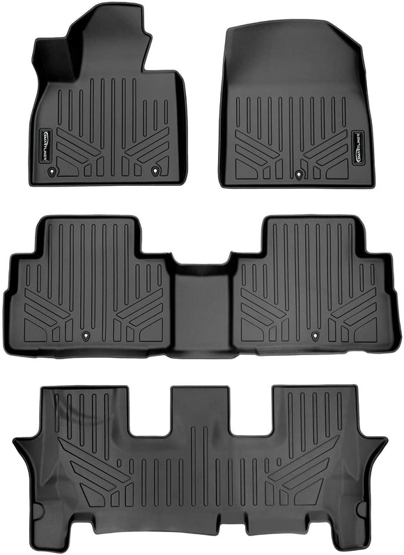 SMARTLINER Custom Fit 3 Row Floor Mat Liners for 2020-2021 Hyundai Palisade Fits Bench & Bucket Seats, Black