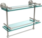 Allied Brass DT-2TB/16-GAL-BKM Dottingham 16 Inch Gallery Double Towel Bar Glass Shelf, Matte Black