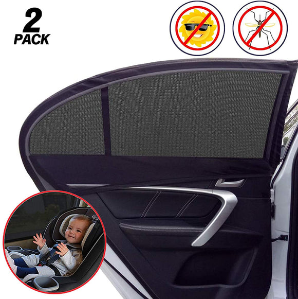 Universal Car Window Shade, 2 Pack Car Side Window Sun Shade, Sun Glare, UV Rays and Privacy Protection for Toddler Kids Baby Adult, Double Layer Design