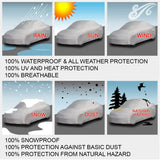 iCarCover 10-Layers All Weather Waterproof Snow Rain UV Sun Dust Protection Automobile Outdoor Coupe Sedan Hatchback Wagon Custom-Fit Full Body Auto Vehicle Car Cover - Cars Up to 173"