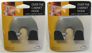 Set of 2 Brushed Nickel Over The Cabinet Hook (2 Pack)