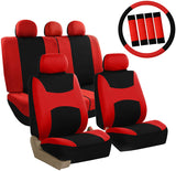 FH Group FB030PURPLE-COMBO Seat Cover Combo Set with Steering Wheel Cover and Seat Belt Pad (Airbag Compatible and Split Bench Purple)