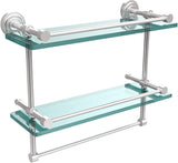 Allied Brass DT-2TB/16-GAL-BKM Dottingham 16 Inch Gallery Double Towel Bar Glass Shelf, Matte Black