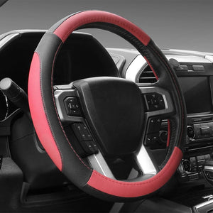 Black Microfiber Leather Auto Car Steering Wheel Cover Universal 15 inch