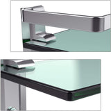 GeekDigg Bathroom Shelf, Tempered Glass Floating Shelves Wall Mounted Storage Shelves with Towel Bar (1 Tier) - Not Brushed Nickel