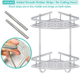 Flowmist 2 Tiers Corner Shower Caddy, Shower Organizer, Wall Mounted Aluminum Shower Shelf with Adhesive(No Drilling), Storage Rack for Toilet,Shampoo,Dorm and Kitchen