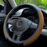 Steering Wheel Cover Microfiber Leather and Viscose, Breathable, Anti-Slip, Odorless, Warm in Winter and Cool in Summer, Universal 15 Inches(Black)