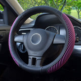 Steering Wheel Cover Microfiber Leather and Viscose, Breathable, Anti-Slip, Odorless, Warm in Winter and Cool in Summer, Universal 15 Inches(Black)