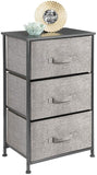 mDesign Vertical Dresser Storage Tower - Sturdy Steel Frame, Wood Top, Easy Pull Fabric Bins - Organizer Unit for Bedroom, Hallway, Entryway, Closets - Textured Print, 3 Drawers - Light Pink/Rose Gold