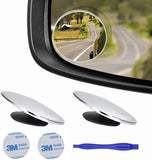 2 pcs Blind Spot Mirrors, 2" Round Ultra-thin Frameless HD Glass Convex Side Rear View Mirror with Wide Angle Adjustable Stick for Cars SUV and Trucks, Pack of 2