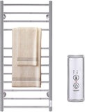 JSLOVE Towel Warmer 4 Bars with Built-in Timer Wall Mounted Electric Heated Towel Racks for Bathroom, Stainless Steel Hot Plug-in Bath Towel Heater, Matte Black