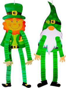 4E's Novelty St Patricks Day Door Decorations 2 Signs 48" Wall Decor Leprechaun & Gnome Home Decor Saint Patrick's Day Green Shamrock Party Supplies Accessories Home Indoor Door Hanging Decorations