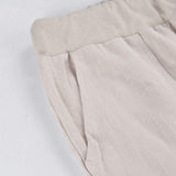 Womens Tapered Pants Cotton Linen Drawstring Back Elastic Waist Pants Casual Trousers with Pockets.