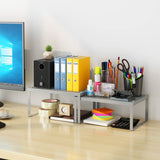AIYAKA Expandable Stackable Cabinet and Counter Shelf Organizer,Suitable for Kitchen Storage Room Bathroom Bedroom Office Desk Table,Silver