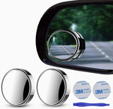 2 pcs Blind Spot Mirrors, 2" Round Ultra-thin Frameless HD Glass Convex Side Rear View Mirror with Wide Angle Adjustable Stick for Cars SUV and Trucks, Pack of 2