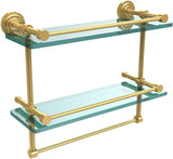 Allied Brass DT-2TB/16-GAL-BKM Dottingham 16 Inch Gallery Double Towel Bar Glass Shelf, Matte Black