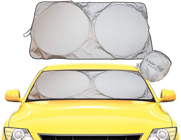 Kinder Fluff Windshield Sun Shade-The only Certified Foldable Sunshade for car Windshield to Block 99.87 % UVR Keeping Your Vehicle Cooler -Windshield Sunshade (Large)