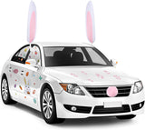 Frienda 3 Pieces Car Bunny Ears Nose Decorations and 3 Sheets Easter Egg Sticker Easters Rabbit Egg Window Decals Bunny Paw Print Stickers for Auto Easter Party Decoration