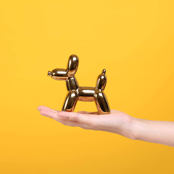 Ardax Gold Home Décor Balloon Figurine Accent, Small Ceramic Animal Statue Handmade Sculpture Ornament (Dog)