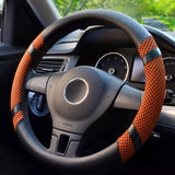Steering Wheel Cover Microfiber Leather and Viscose, Breathable, Anti-Slip, Odorless, Warm in Winter and Cool in Summer, Universal 15 Inches(Black)