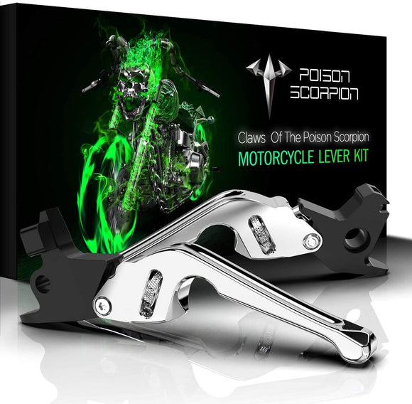 POISON SCORPION Chrome 0204A CNC Brake Clutch Levers Compatible with Dyna | Softail | Touring | CVO | Sportster Model Motorcycle 1Pair