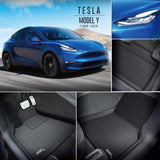 3D MAXpider All-Weather Floor Mats for Tesla Model Y 5-Seater 2020 Custom Fit Car Mats Floor Liners, Kagu Series (Does NOT fit 7-Seater)